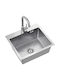 MYQ Drop-In Inox Küchenspüle mit Wasserhahn M45xP50cm Graue