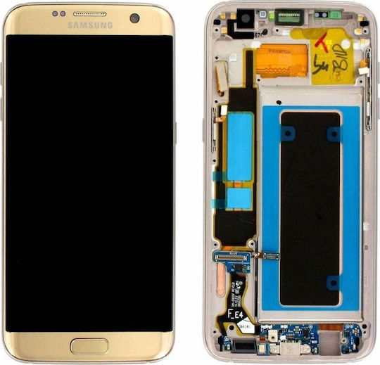 Samsung Екран със Сензорен Механизъм и Подрамка за Samsung Galaxy S7 Edge (Златист)