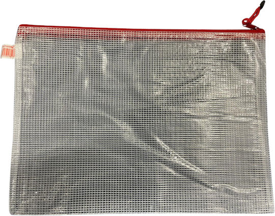 Optima Prod Din Plastic Pvc Mesh Dosar A4 Protecție Documente 280 Microni Roșu Translucid Cu Fermoar Optima