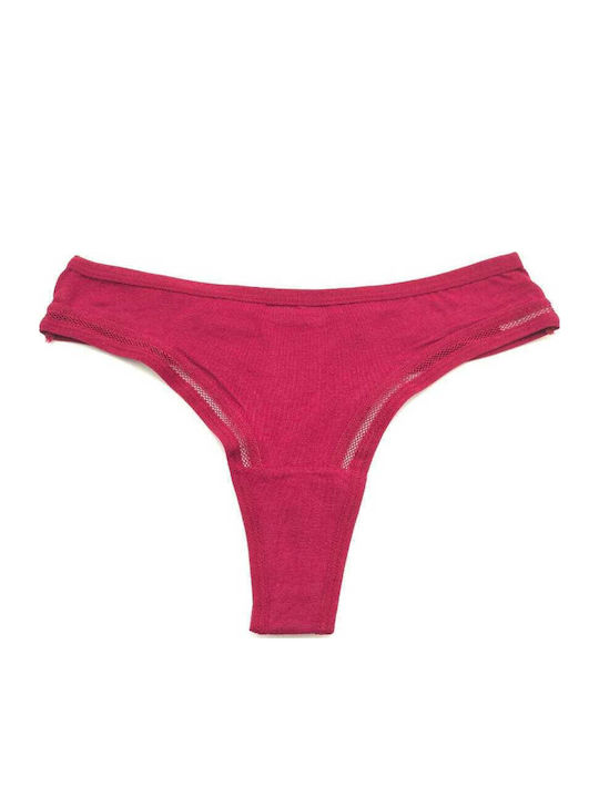 Hand's Foner Βαμβακερό Γυναικείο String Μπορντό
