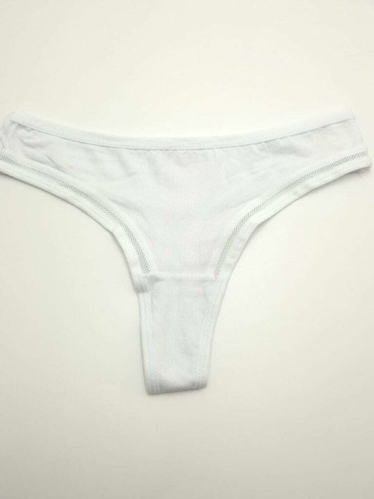 Hand's Foner Βαμβακερό Γυναικείο String Λευκό