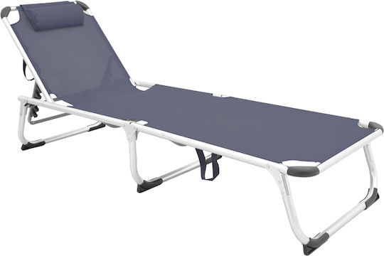 Pakketo Beach Sunbed Gray Foldable Aluminum with Pillow 58.5x185x29.5cm