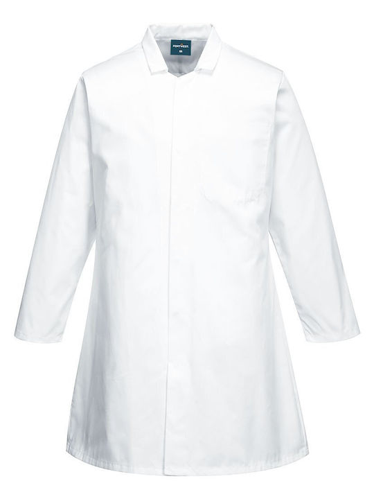 Men's Food Industry Apron 1 Pocket 60c Wash Size S White R