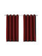 Cucraf Set Perdele Opace Pentru Fereastra Cu Capse Roșii 132x137cm