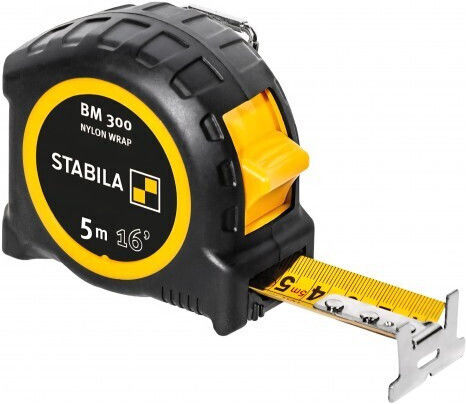 Stabila Bm 300 5 M Pocket Tape Measure Dual Scale Cm Inch Nylon-coated Steel Tape Durable Case Spikes Hook