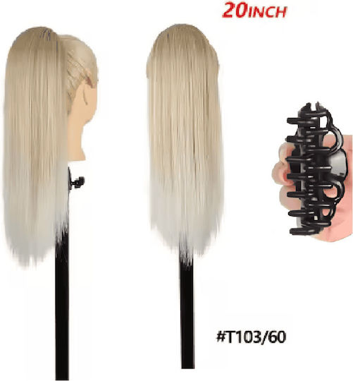Ponytail Synthetic Hair Kanekalon High Quality Clamper Straight Blonde Platinum #103/60 50cm