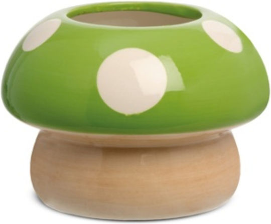 Likò Italia Vază Pentru Plante Ceramică Verde Cu Suport 14x14x10cm