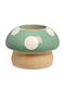 Likò Italia Ceramic Green Plant Pot with Stand 14x14x10cm