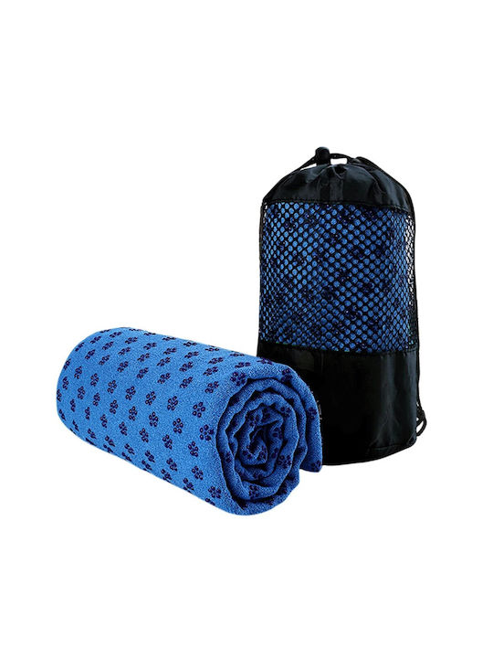 Πετσέτα Γιόγκα Aντιολισθητικές Κουκίδες Yoga Towel Blue Xl 183x63cm