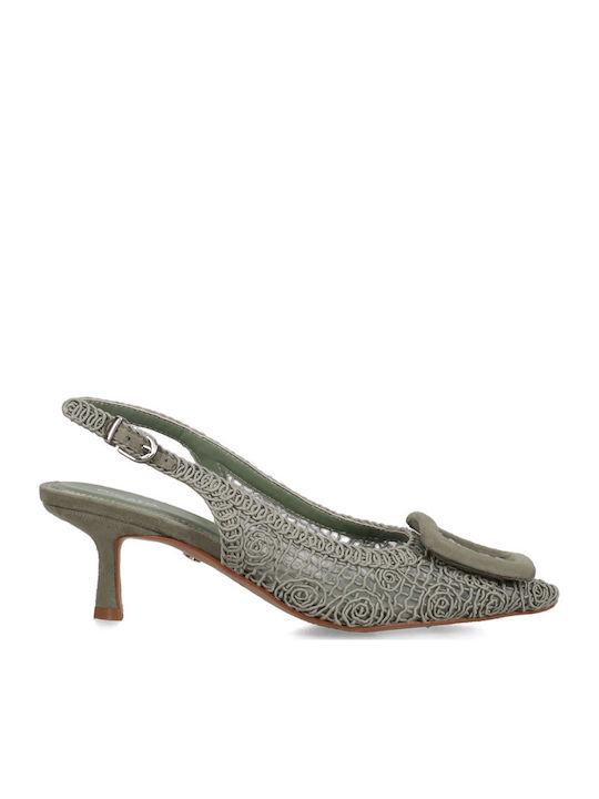 Migato Suede Pointed Toe Green Heels