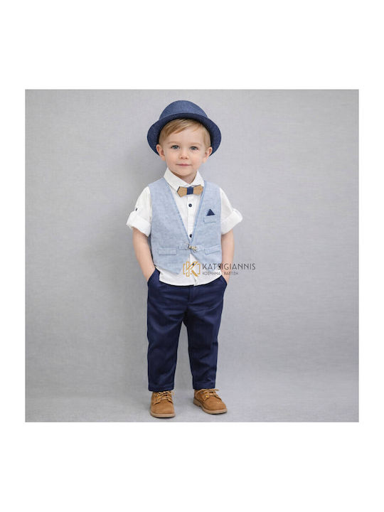 Carousel Baptism Suit with Vest for Boys Navy Blue