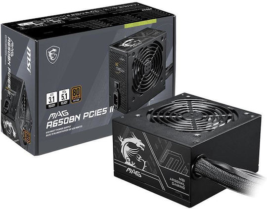 MSI MAG A650BN PCIE5 II 650W Μαύρο Τροφοδοτικό Υπολογιστή Full Wired 80 Plus Bronze