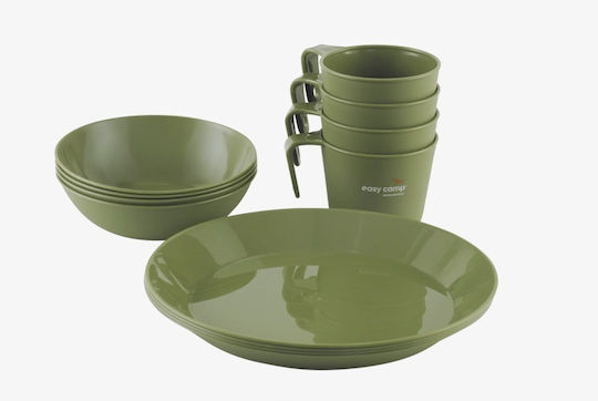 Cutlery Dinnerware Set 4 People Plates Mugs Easy Camp Moss 4