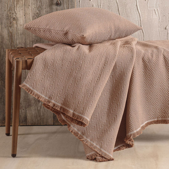 Rythmos Elysse Three-Seater Sofa Throw 2 Sides Jacquard 180x280cm Brown
