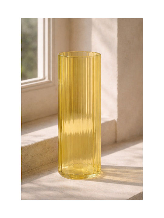 Kaemingk Dekorative Glasvase Gelbe Größe 9.9xH25cm