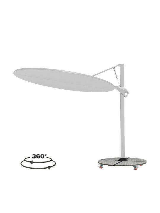 Professional Floor Parasol Circular Aluminum Cannopy Gray with Base Φ2.665m