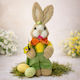 Easter Decoration Rustic Bunny Butterfly Made Straw Textile 23 Cm