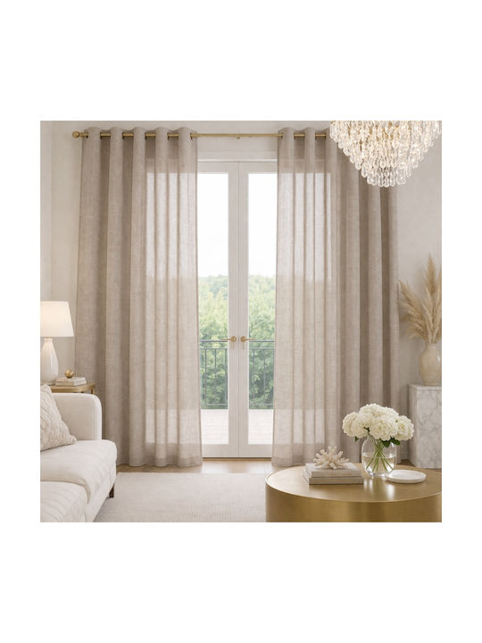 My Home Luxury Κουρτίνα με Τρουκς Μπέζ 280x270εκ.