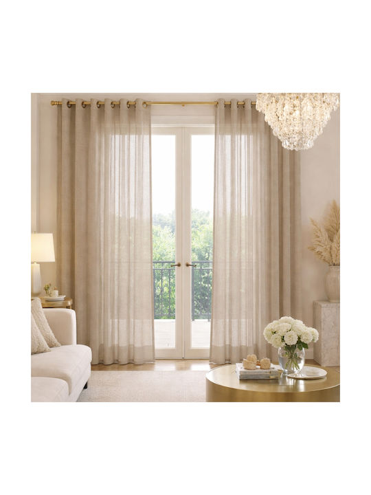 My Home Luxury Curtain with Grommet Beige 280x270cm
