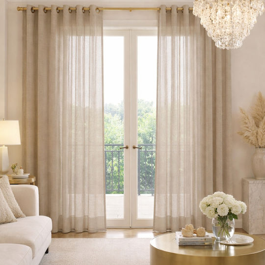 My Home Luxury Κουρτίνα με Τρουκς Μπέζ 280x270εκ.