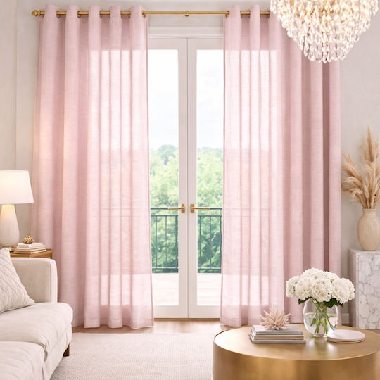 My Home Luxury Pink Curtain with Grommets 280x270cm