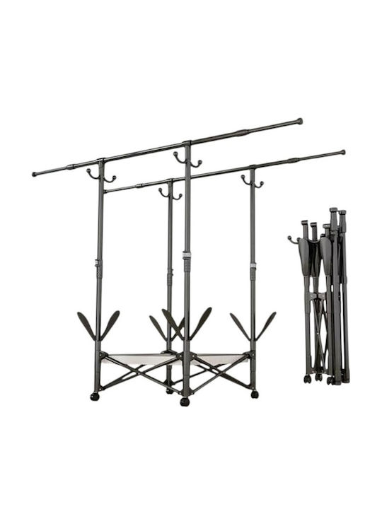 Rolling Floor Garment Rack Made of Metal Telesc...