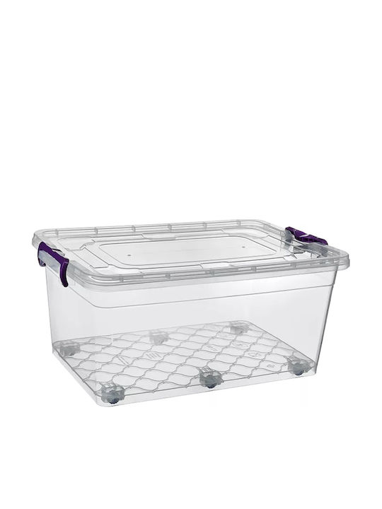 Viosarp Plastic Storage Box with Wheels and Lid 46x72x35.5cm