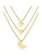 Triple Lucky Charm Moon Necklace