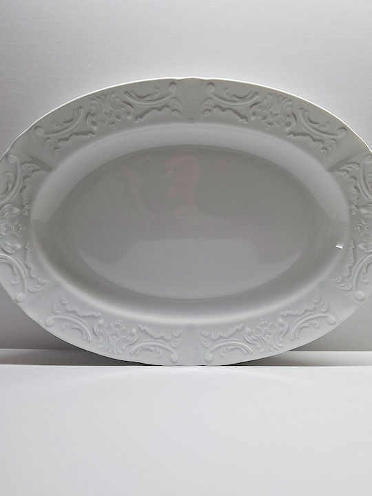 Cryspo Trio Regina Shallow Oval Plate Made of White Porcelain