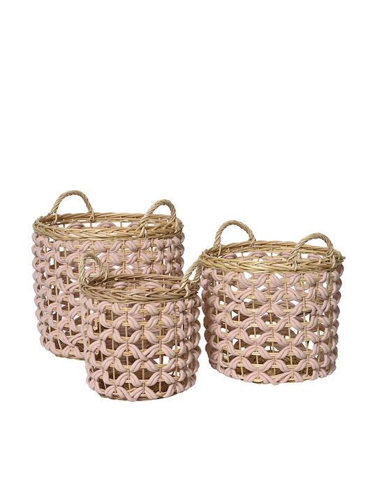 Kaemingk Set Dekorative Körbe Korbweide Rosa 3 Stück