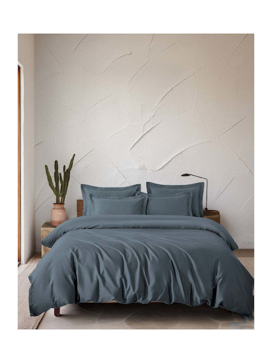 Rythmos Σετ Παπλωματοθήκη 240x260cm Υπέρδιπλη με 2 Μαξιλαροθήκες Γκρι Μπλε