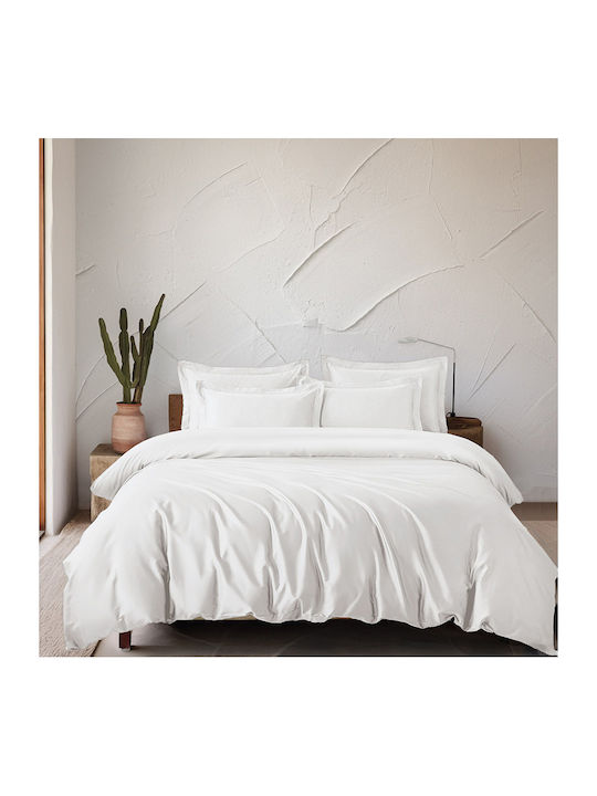 Rythmos Σετ Παπλωματοθήκη 240x260cm Υπέρδιπλη με 2 Μαξιλαροθήκες Glacier Off White