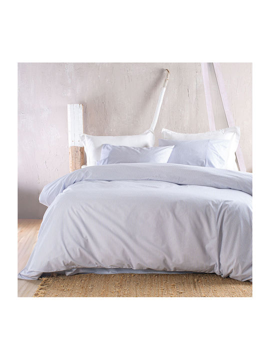 Rythmos Cotton Duvet Cover Set 160x250cm Single with Pillowcase Motiv Light Blue