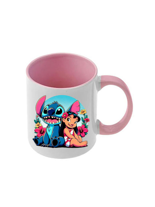 Κούπα Lilo&stitch Ροζ Λαβή Εσωτερικό