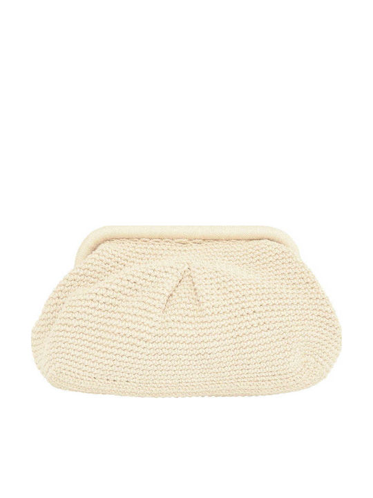 Celestino Γυναικεία Τσάντα Clutch Πλεκτή Εκρού