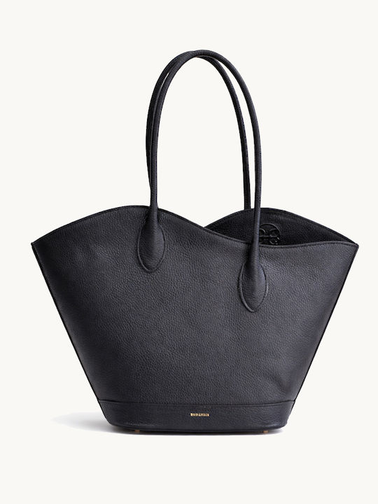 Дамска Кожена Чанта Tote За Ръка Черна