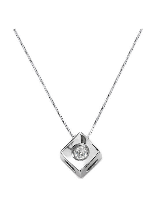 Colier Din Aur Alb 8 Carate Cu Diamant