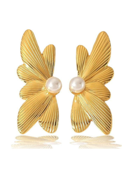 Callajewels Stud Earrings Made of Steel with Pearls