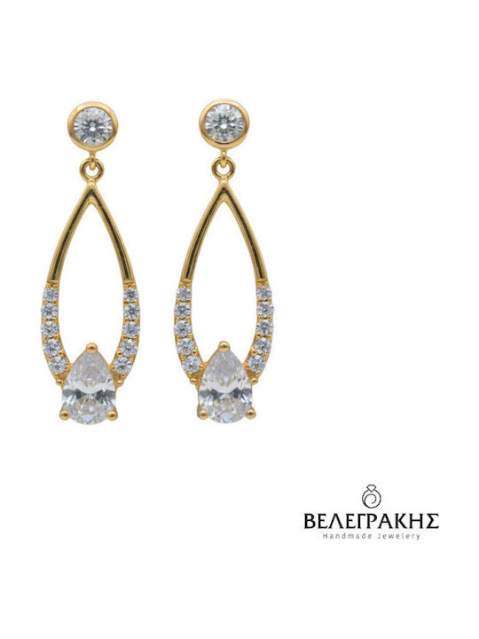 Velegrakis Dangle Earrings Made of Gold Plated Silver with Stones