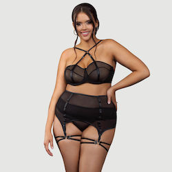 Set De Lenjerie Transparentă Plus Size Cu Mărgele Și Jartiere Mesh Underwire Garter Negru Set De Lenjerie Transparentă Plus Size Cu Mărgele Și Jartiere Mesh Underwire Garter Negru