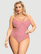 Plus Size Bodysuit Without Underwire Lace & Open Crotch Pink Lace Open Crotch Teddy Pink