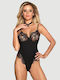Κορμάκι Δαντέλα Lace Eyelash Sexy Teddy Μαύρο