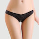Chilot Deschis Cu Perle Pearl Crotchless Negru