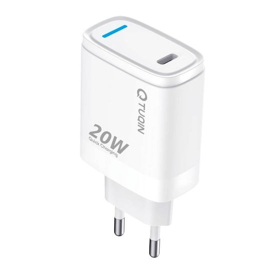 Tuqin Charger with USB-C Port and USB-C - USB-C Cable 20W White (QE57)