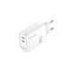 Tuqin Φορτιστής με 2 Θύρες USB-C και Καλώδιο USB-C - USB-C 30W Λευκός (QE59-C&C)