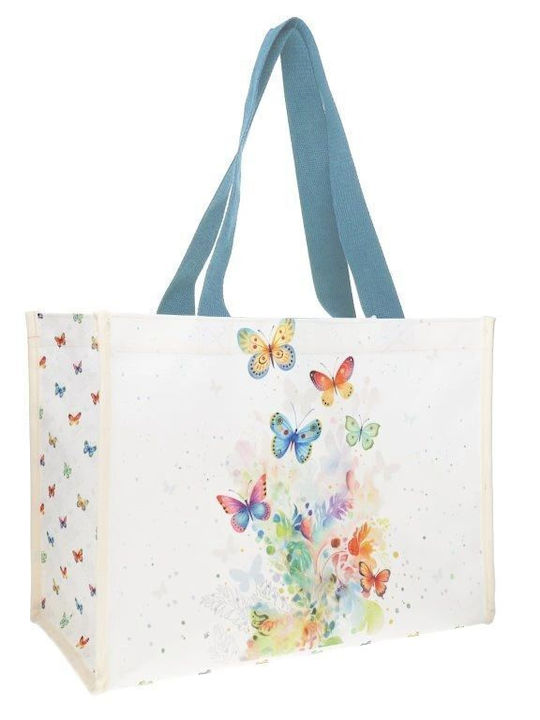 Tσάντα Καμβάς Γαλάζιες Λαβές 40x30x18cm Sac Cabas