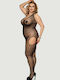 Plus Size Ολόσωμο Καλσόν Mystery Pattern Net Βodystocking Μαύρο
