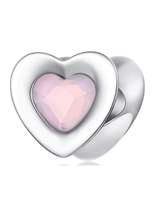 Silver me Hängender Herz Charm aus Silber mit Zirkon Rosa ABR0977