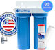 Filtrato Double Under Sink Water Filter Device 1/4'' Pipe Cross Section with Faucet and Replacement Filter 57-0073/32