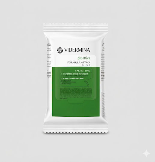VIDERMINA Μαντηλάκια για Καθαρισμό της Ευαίσθητης Περιοχής με Υαλουρονικό